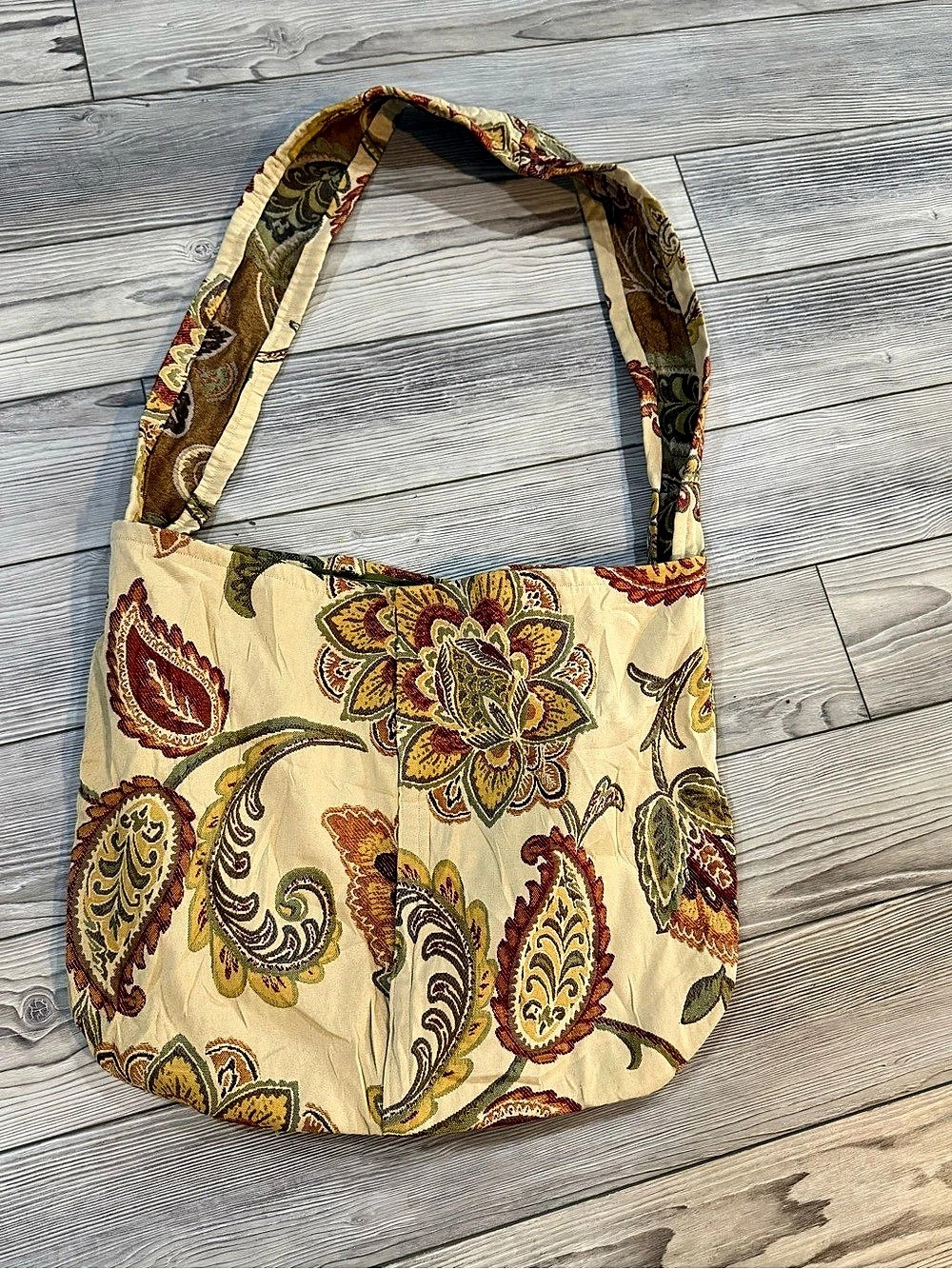 Paisley Shoulder Bag in Tan & Multicolor Like New